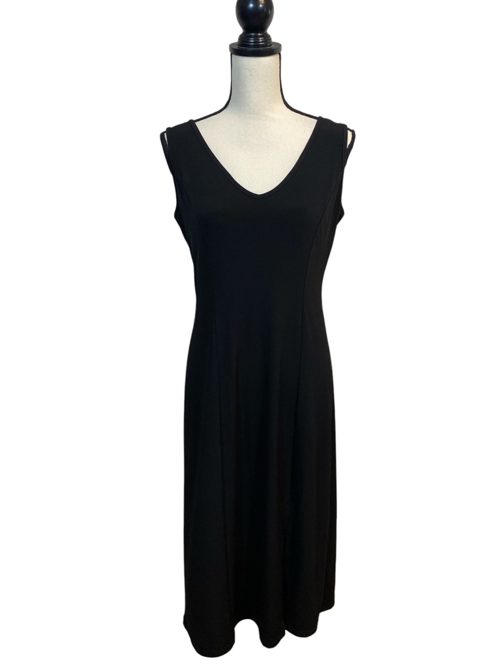 Iman Black Stretch Jersey V-Neck Midi Dress MP
